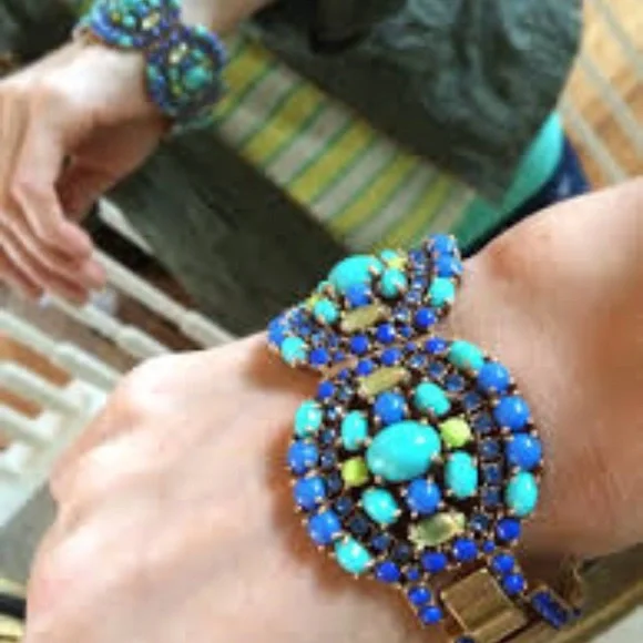 :: S&D💙🎋SeaGoddess BlueGreen Statement Bracelet - Picture 2 of 8